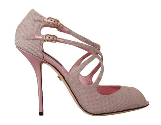 Dolce & Gabbana Pink Glitter Peep Toe High Heels Sandals Dolce & Gabbana