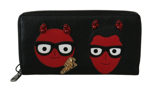 Dolce & Gabbana Chic Black and Red Leather Continental Wallet Dolce & Gabbana