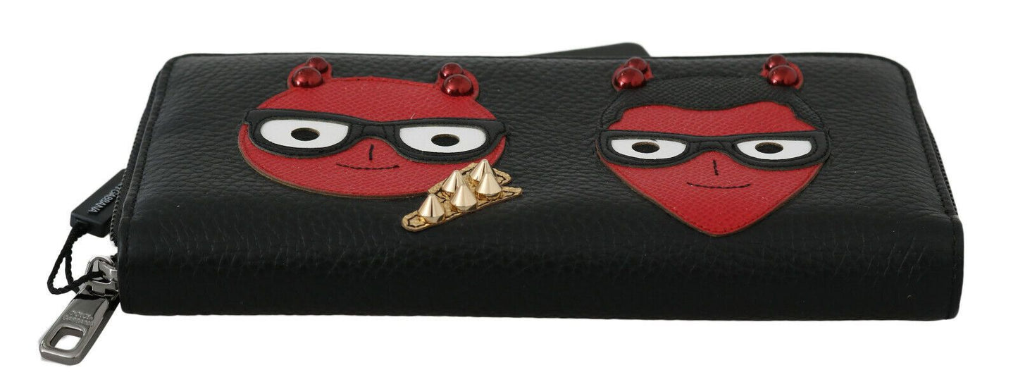 Dolce & Gabbana Chic Black and Red Leather Continental Wallet Dolce & Gabbana