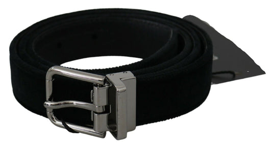 Dolce & Gabbana Elegant Black Leather Belt with Velvet Interior Dolce & Gabbana