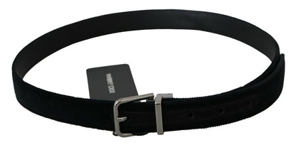 Dolce & Gabbana Elegant Black Leather Belt with Velvet Interior Dolce & Gabbana