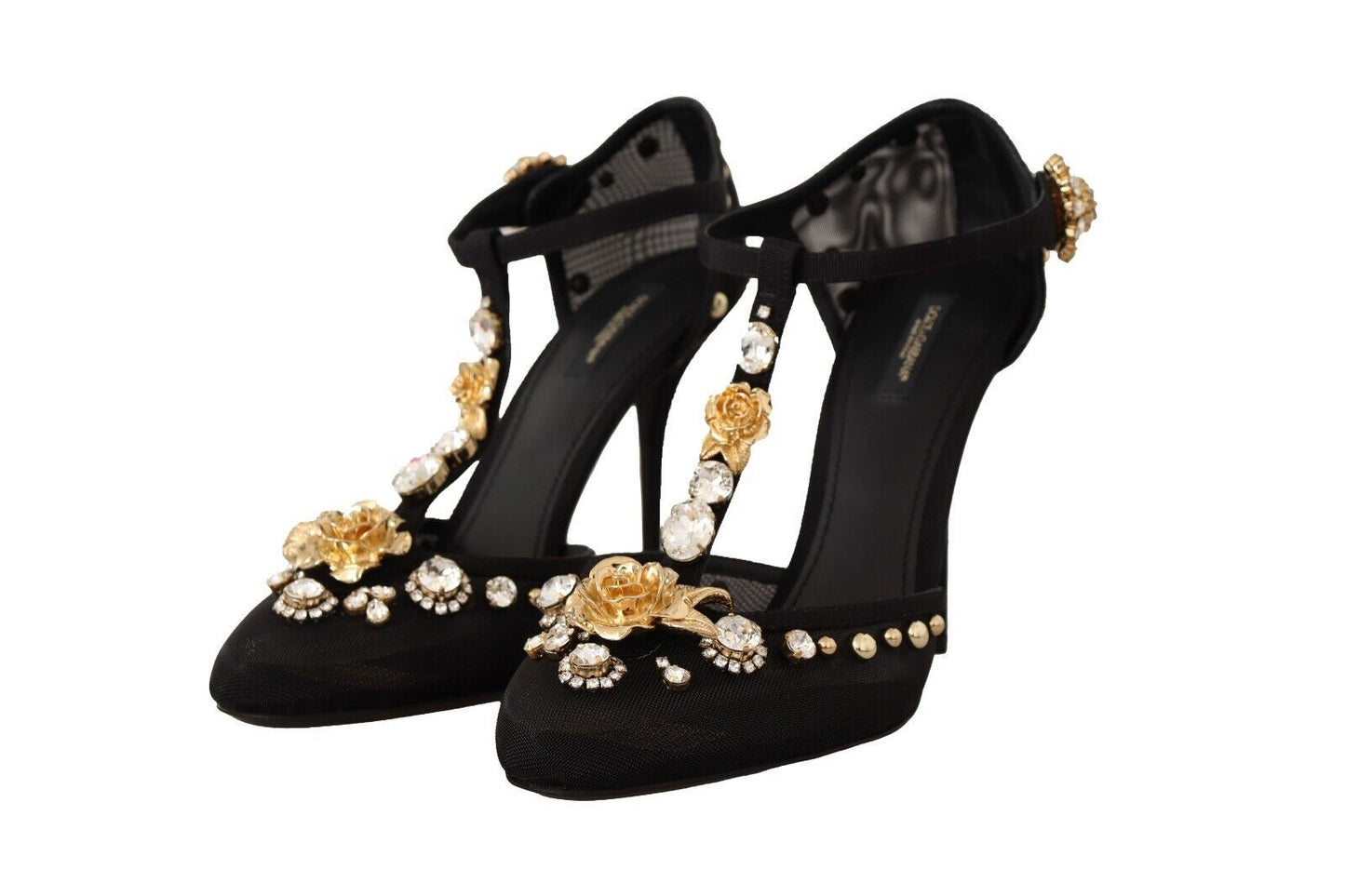 Dolce & Gabbana Elegant Crystal-Embellished Mesh T-Strap Pumps Dolce & Gabbana