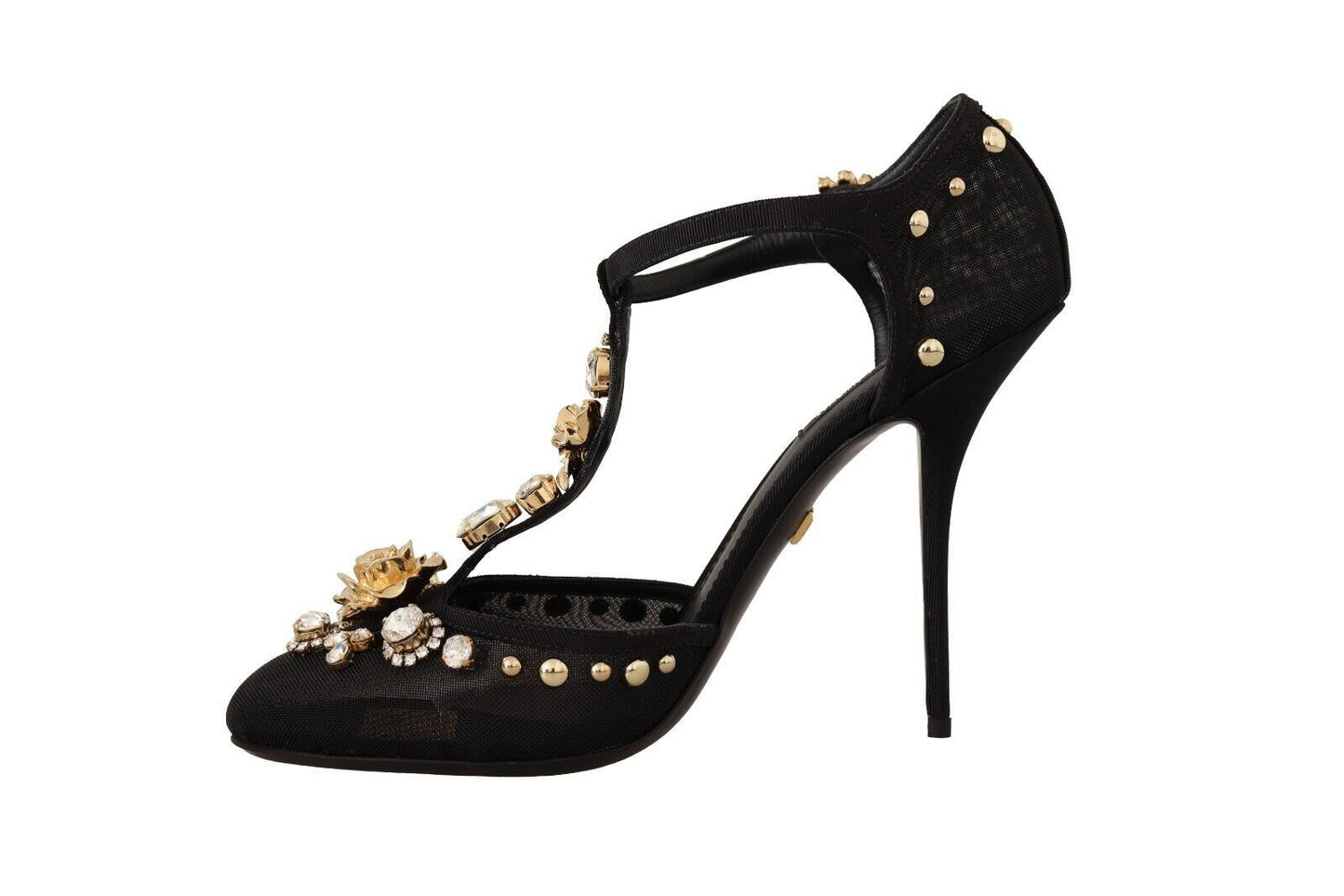 Dolce & Gabbana Elegant Crystal-Embellished Mesh T-Strap Pumps Dolce & Gabbana