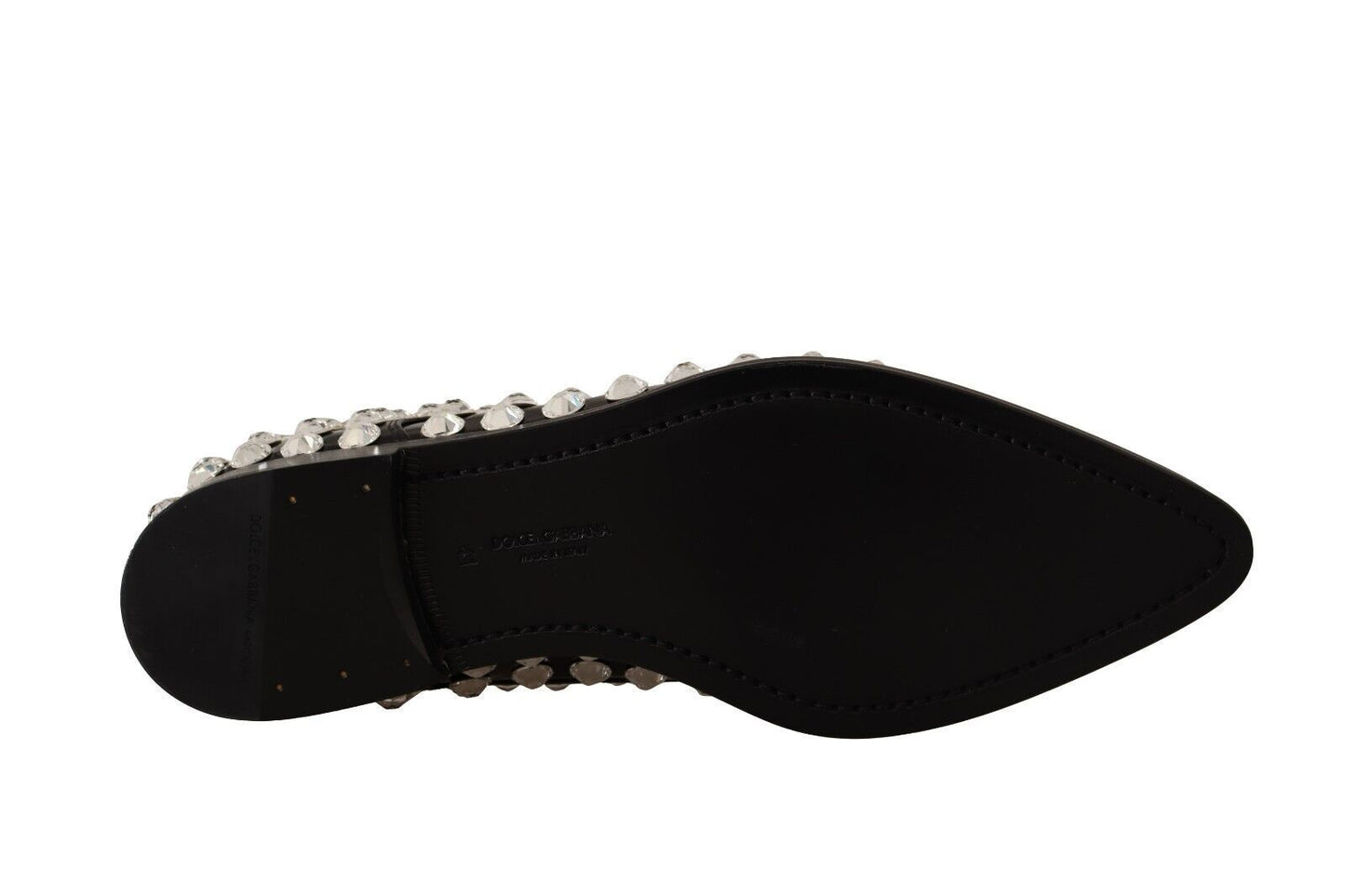 Dolce & Gabbana Crystal-Embellished Leather Formal Flats Dolce & Gabbana