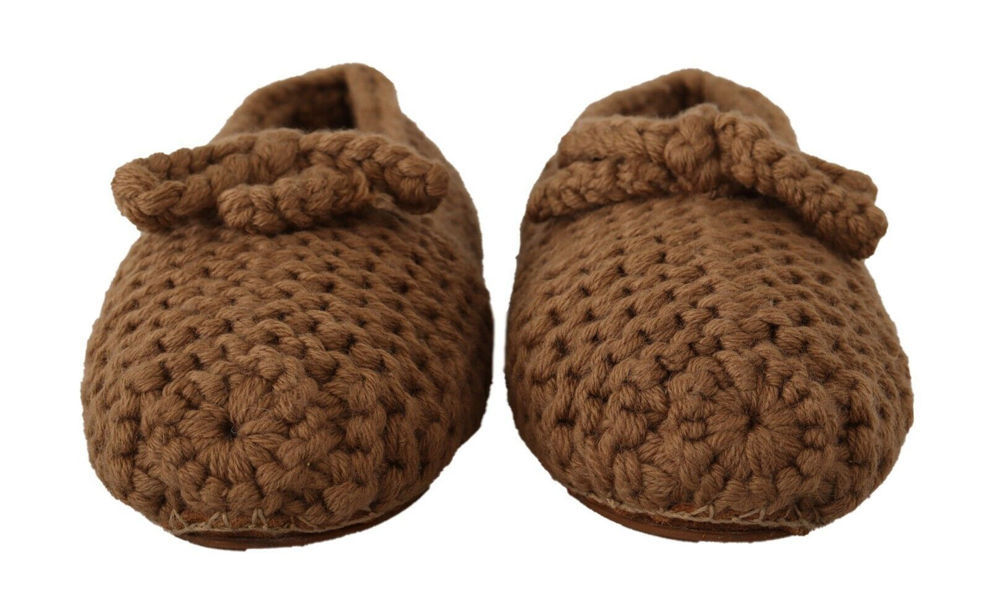 Dolce & Gabbana Elegant Wool Knit Ballerina Flats in Brown Dolce & Gabbana