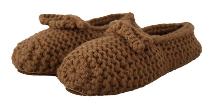 Dolce & Gabbana Elegant Wool Knit Ballerina Flats in Brown Dolce & Gabbana