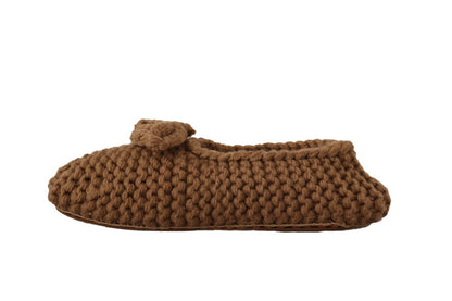 Dolce & Gabbana Elegant Wool Knit Ballerina Flats in Brown Dolce & Gabbana