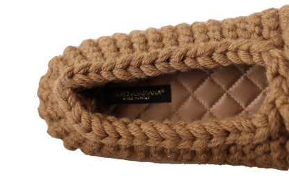 Dolce & Gabbana Elegant Wool Knit Ballerina Flats in Brown Dolce & Gabbana