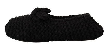 Dolce & Gabbana Elegant Black Wool Knit Ballet Flats Dolce & Gabbana