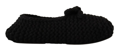 Dolce & Gabbana Elegant Black Wool Knit Ballet Flats Dolce & Gabbana