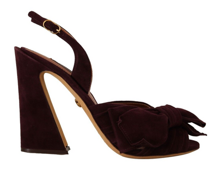 Dolce & Gabbana Elegant Purple Suede Heels Sandals Dolce & Gabbana