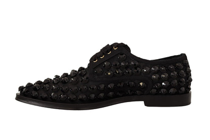 Dolce & Gabbana Elegant Gros Grain Lace-Up Jeweled Flats Dolce & Gabbana