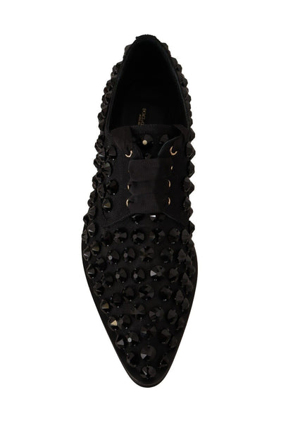 Dolce & Gabbana Elegant Gros Grain Lace-Up Jeweled Flats Dolce & Gabbana