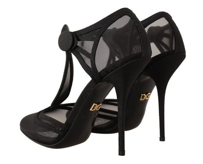 Dolce & Gabbana Elegant Mesh T-Strap Stiletto Pumps Dolce & Gabbana