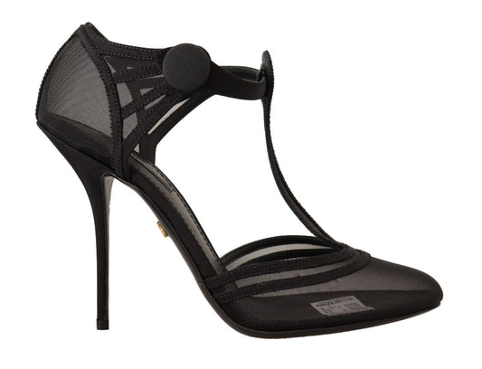 Dolce & Gabbana Elegant Mesh T-Strap Stiletto Pumps Dolce & Gabbana