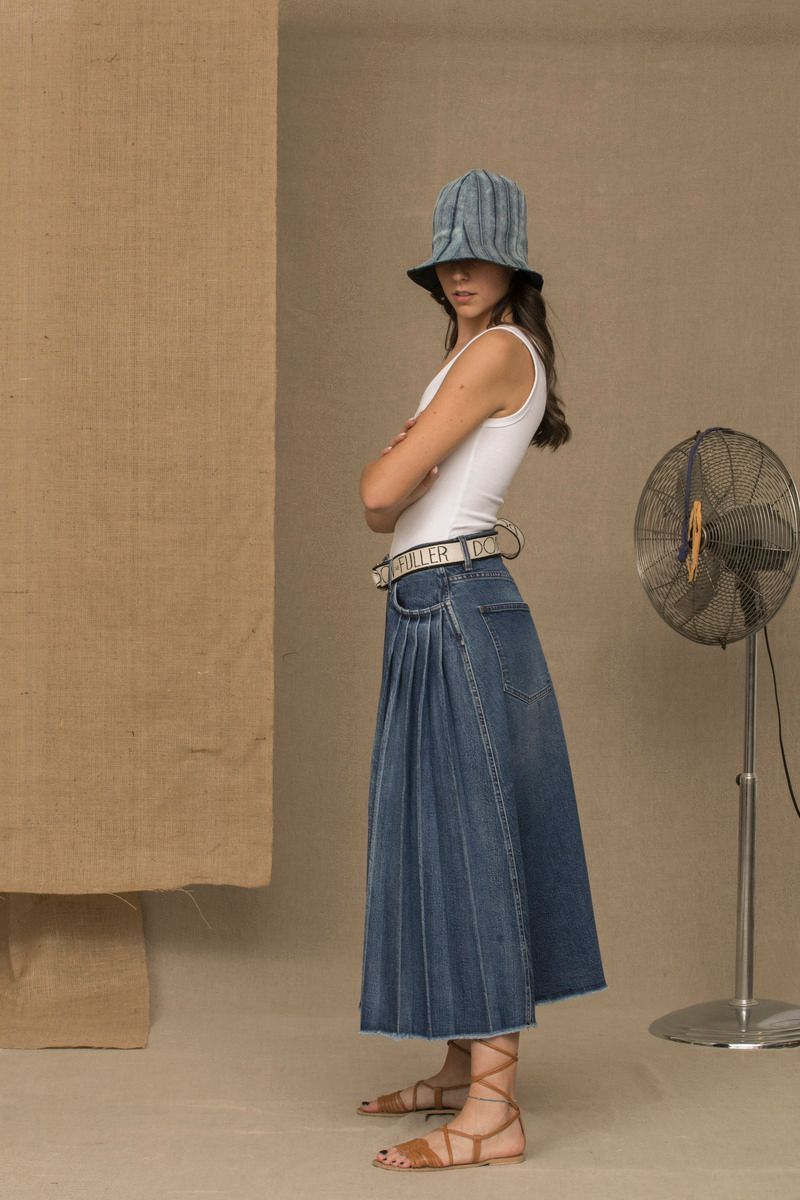 Don The Fuller Chic Blue Denim Pleated Skirt Don The Fuller