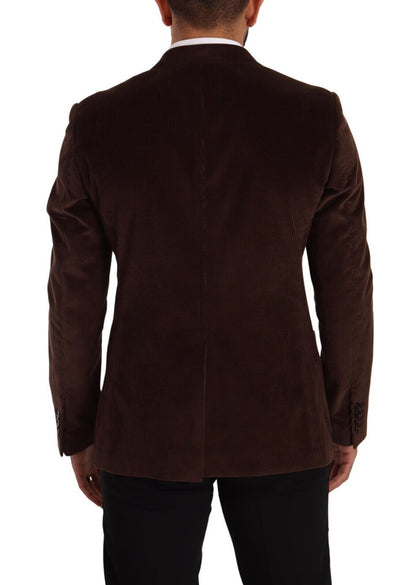 Dolce & Gabbana Elegant Brown Corduroy Slim Fit Blazer Dolce & Gabbana