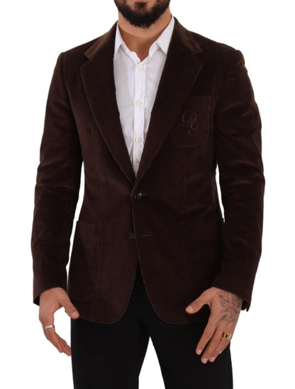 Dolce & Gabbana Elegant Brown Corduroy Slim Fit Blazer Dolce & Gabbana