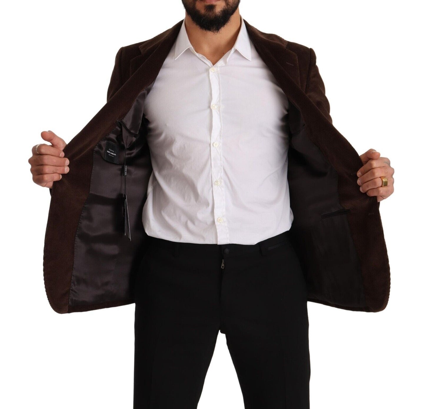 Dolce & Gabbana Elegant Brown Corduroy Slim Fit Blazer Dolce & Gabbana