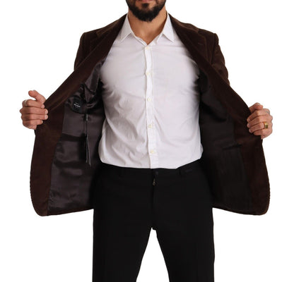 Dolce & Gabbana Elegant Brown Corduroy Slim Fit Blazer Dolce & Gabbana