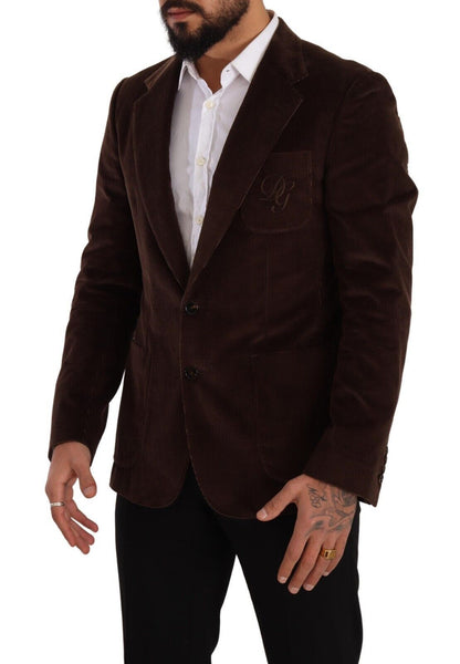 Dolce & Gabbana Elegant Brown Corduroy Slim Fit Blazer Dolce & Gabbana