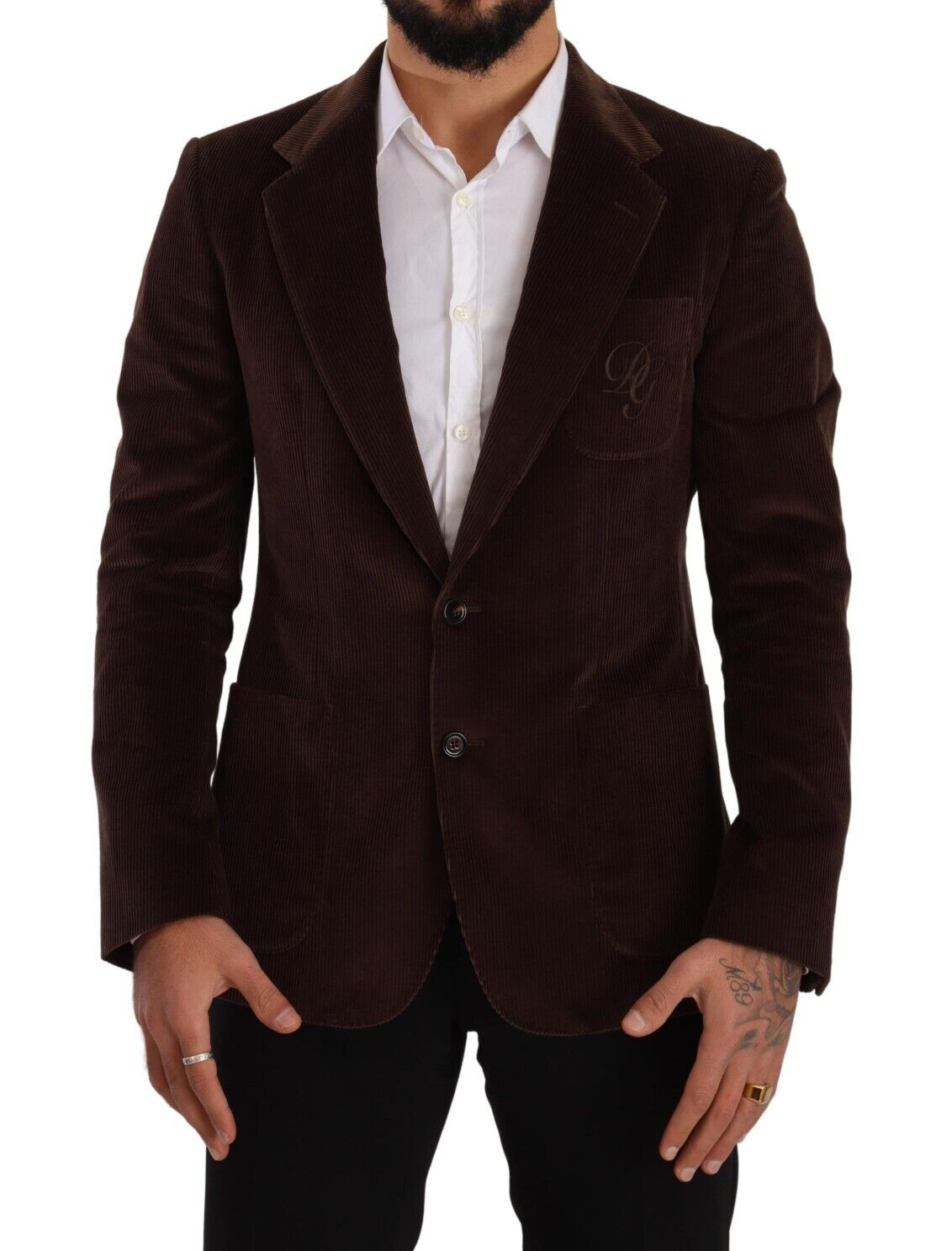 Dolce & Gabbana Elegant Brown Corduroy Slim Fit Blazer Dolce & Gabbana