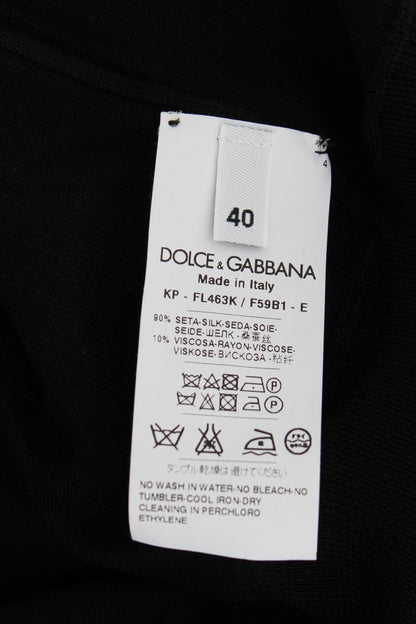 Dolce & Gabbana Elegant Black Silk Floral Polo Top Dolce & Gabbana