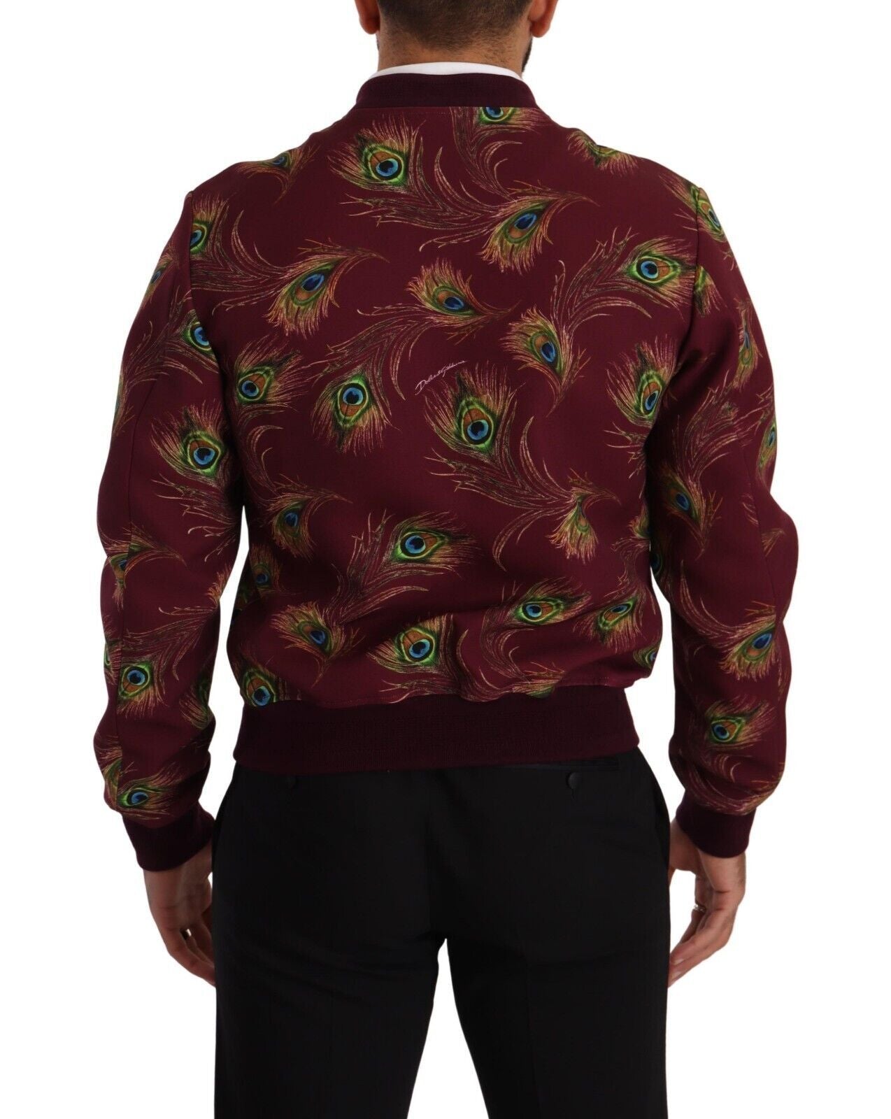 Dolce & Gabbana Radiant Red Peacock Print Bomber Jacket Dolce & Gabbana