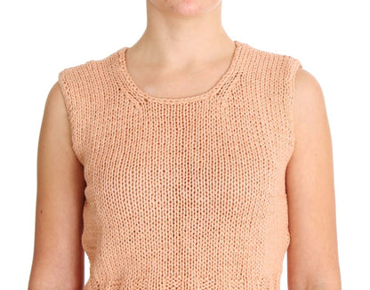 PINK MEMORIES Elegant Pink Knitted Sleeveless Vest Sweater PINK MEMORIES