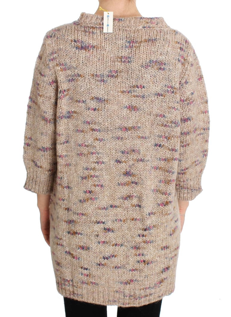 PINK MEMORIES Beige Oversized V-Neck Knitted Sweater PINK MEMORIES