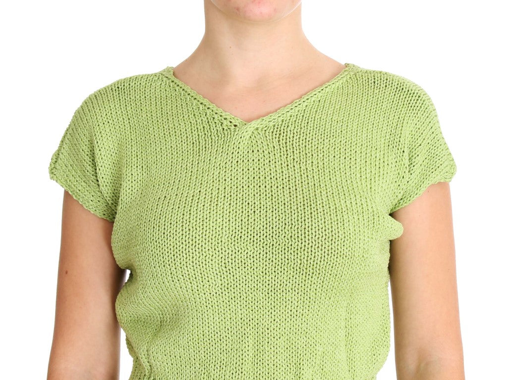 PINK MEMORIES Elegant Green Knitted Sleeveless Vest Sweater PINK MEMORIES