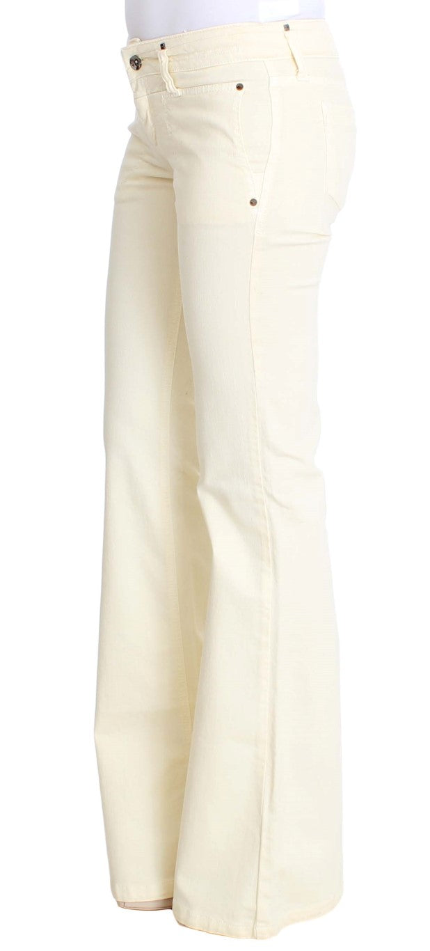 Costume National Chic Off-White Flared Designer Jeans Costume National