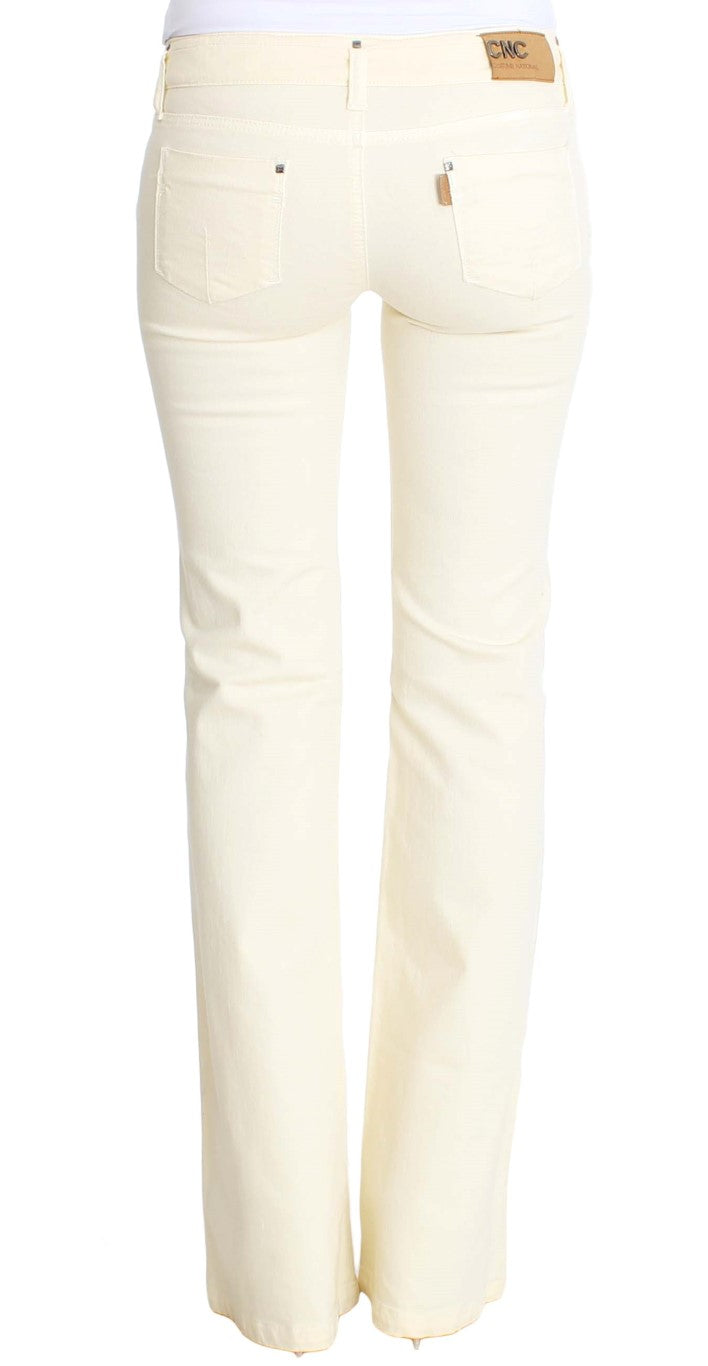 Costume National Chic Off-White Flared Designer Jeans Costume National