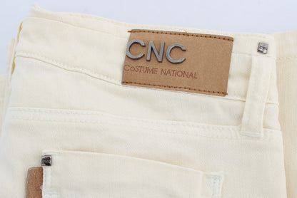 Costume National Chic Off-White Flared Designer Jeans Costume National