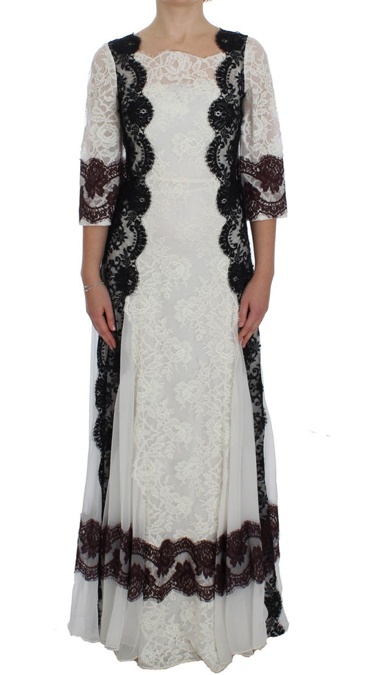 Dolce & Gabbana Floral Lace Silk Blend Maxi Dress Dolce & Gabbana