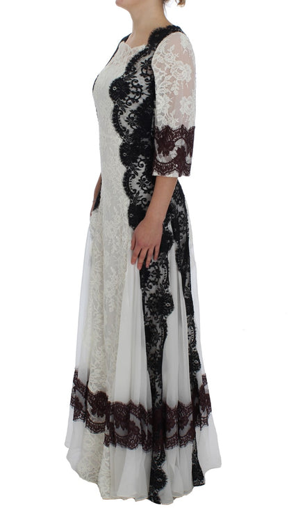 Dolce & Gabbana Floral Lace Silk Blend Maxi Dress Dolce & Gabbana