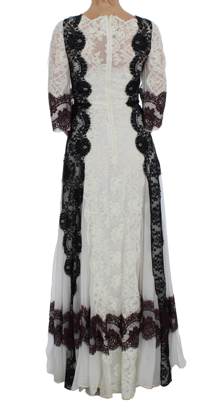 Dolce & Gabbana Floral Lace Silk Blend Maxi Dress Dolce & Gabbana