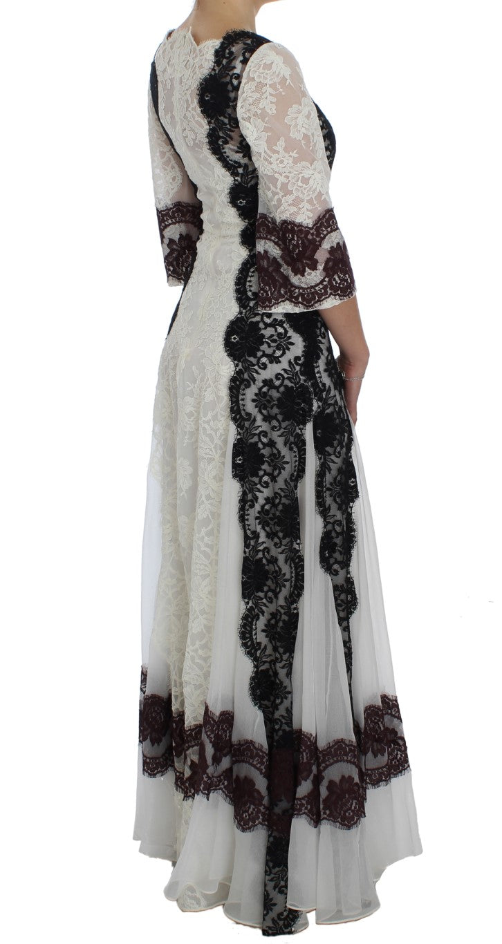 Dolce & Gabbana Floral Lace Silk Blend Maxi Dress Dolce & Gabbana