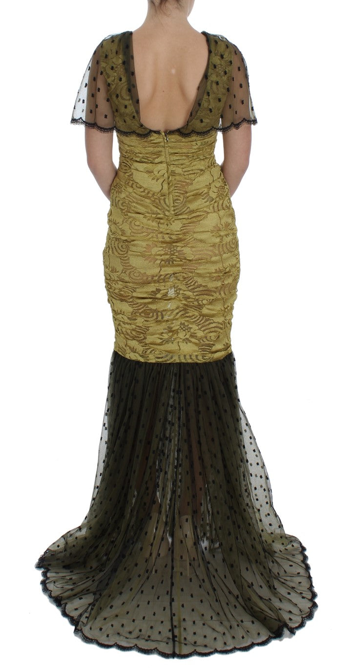 Dolce & Gabbana Yellow Floral Lace Sheath Dress Dolce & Gabbana