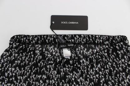 Dolce & Gabbana Elegant Black & White Floral Lace Silk Shorts Dolce & Gabbana