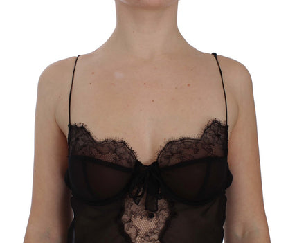 Dolce & Gabbana Elegant Black Silk Lace Lingerie Chemise Dolce & Gabbana