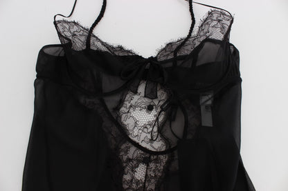 Dolce & Gabbana Elegant Black Silk Lace Lingerie Chemise Dolce & Gabbana