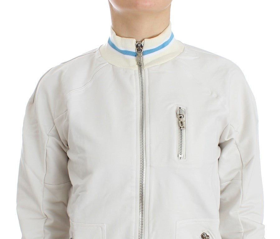 John Galliano Elegant White Zip Cardigan John Galliano