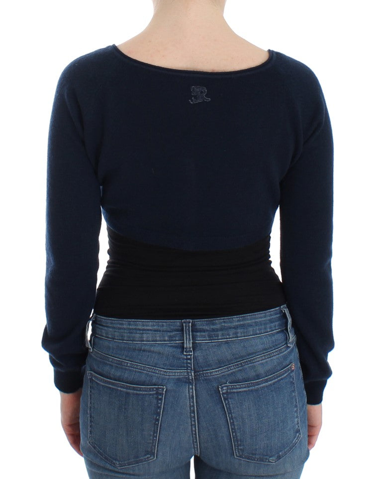 Ermanno Scervino Chic Cashmere-Blend Cropped Sweater in Blue Ermanno Scervino