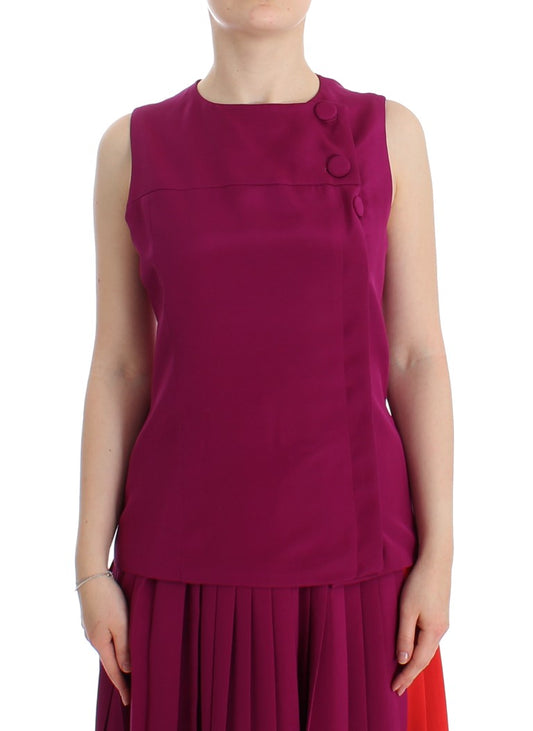 Barbara Casasola Stunning Silk Sleeveless Purple Blouse Barbara Casasola