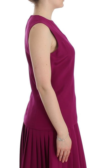 Barbara Casasola Stunning Silk Sleeveless Purple Blouse Barbara Casasola