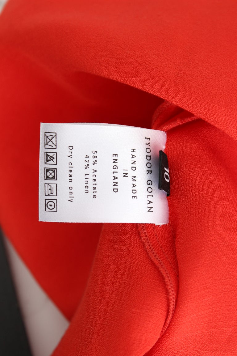 Fyodor Golan Radiant Red Linen Blend Artisan Dress Fyodor Golan