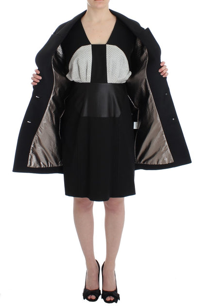 KAALE SUKTAE Elegant Draped Long Coat in Black with Red Accents KAALE SUKTAE