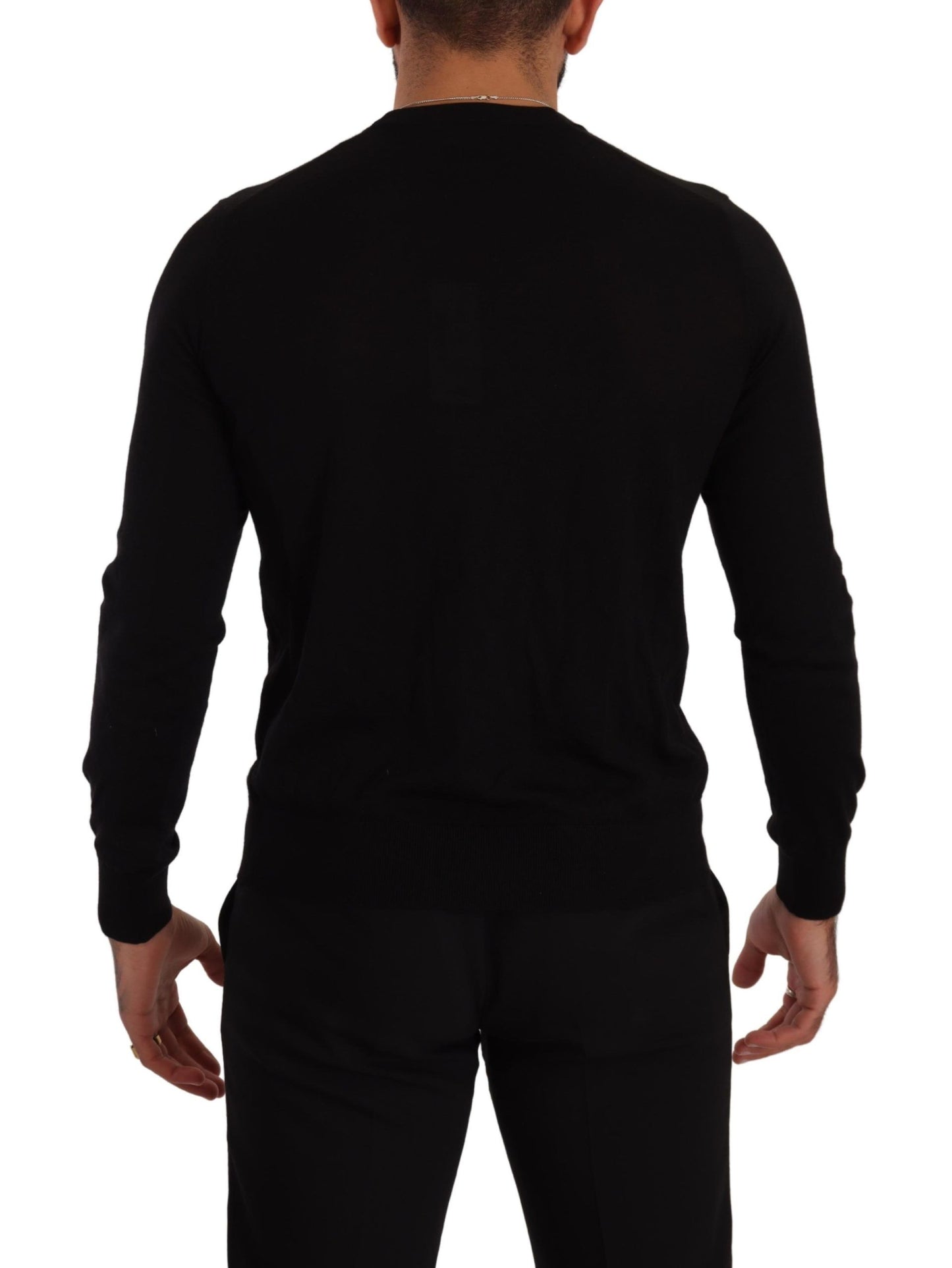 Dolce & Gabbana Elegant V-Neck Black Cashmere Cardigan Dolce & Gabbana