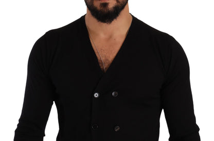 Dolce & Gabbana Elegant V-Neck Black Cashmere Cardigan Dolce & Gabbana